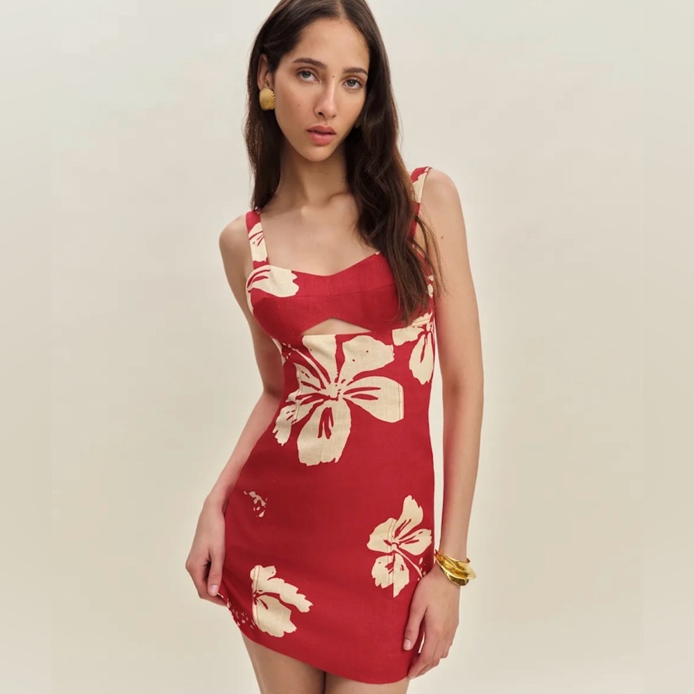 NWT Reformation Belma Linen Dress Red - Size 0